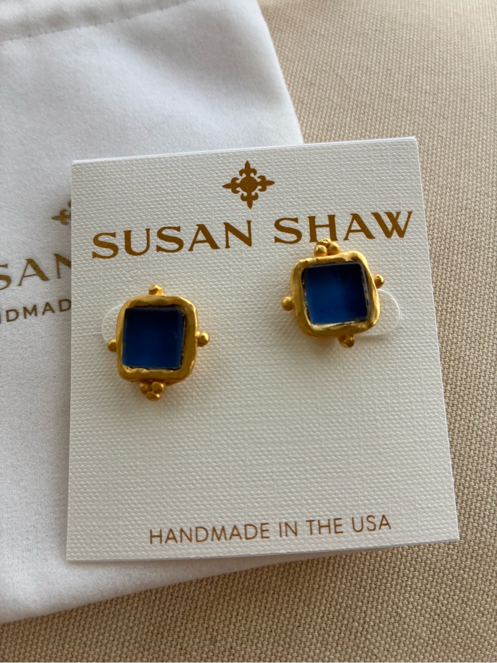 Susan Shaw Charlotte Studs - Classic Blue - Picture 2 of 3